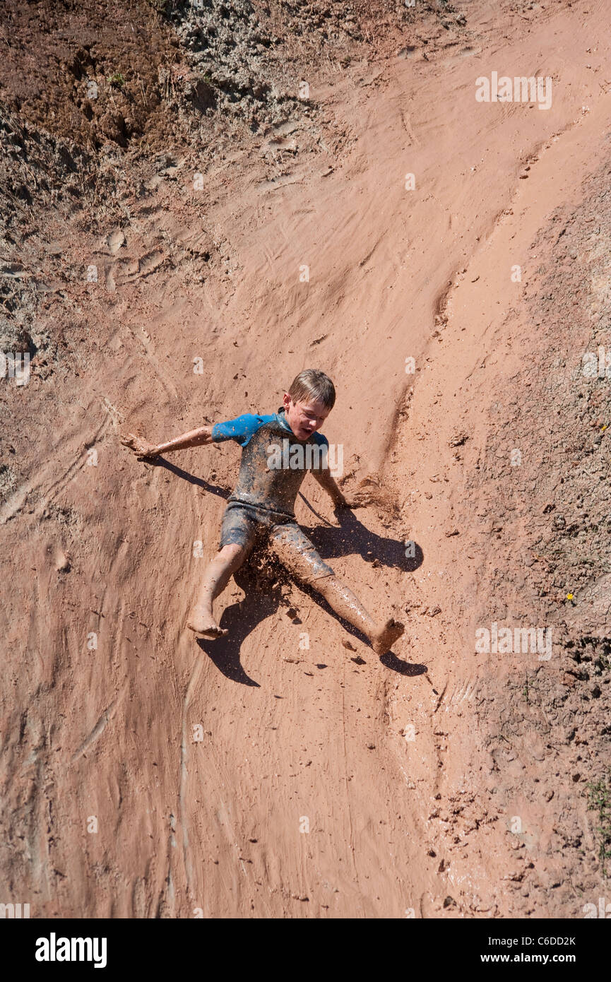 Mud Slide Fun Stock Photo