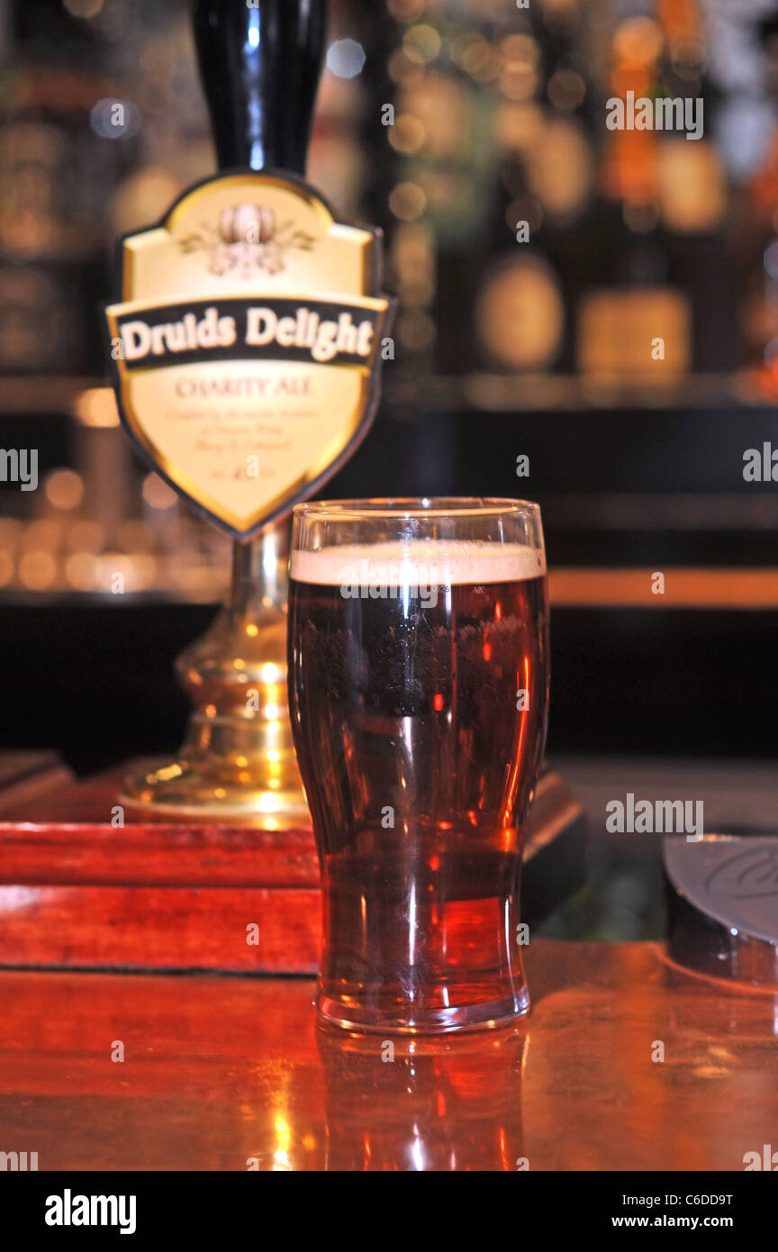 A pint of Druids Delight a beer sold at the Druids Head pub in Brighton where the profits go to local charities Stock Photo