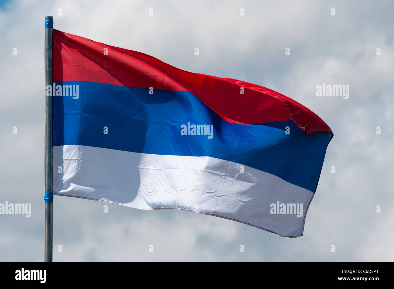 Serbian National Flag Stock Photo