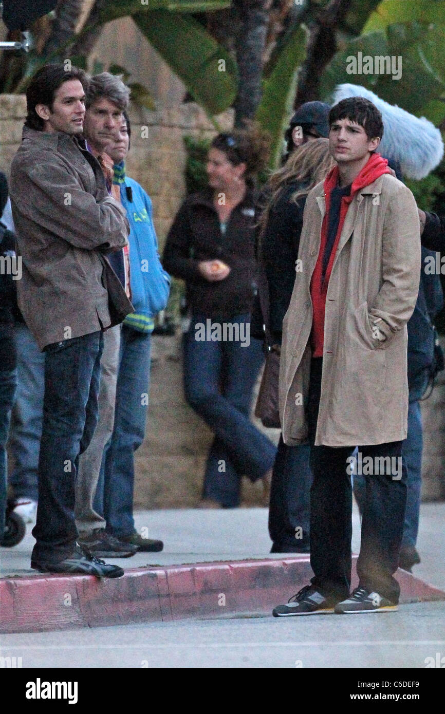 Ashton Kutcher filming scenes for his new movie on location in Beverly