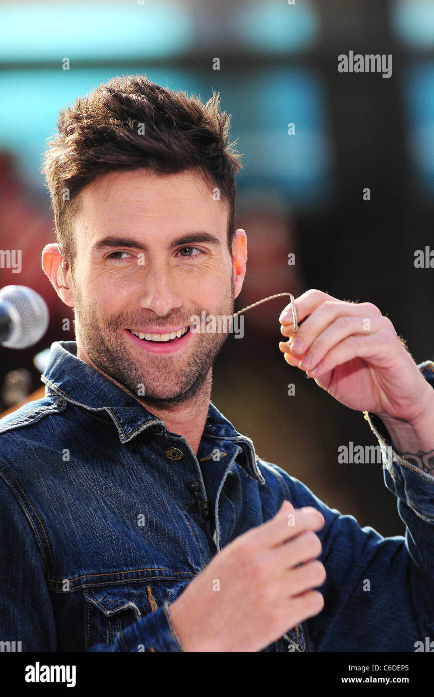 Adam Levine Maroon 5 performing on NBC's 'Today' held at Rockefeller Center  New York City, USA - 02.07.10 Stock Photo - Alamy