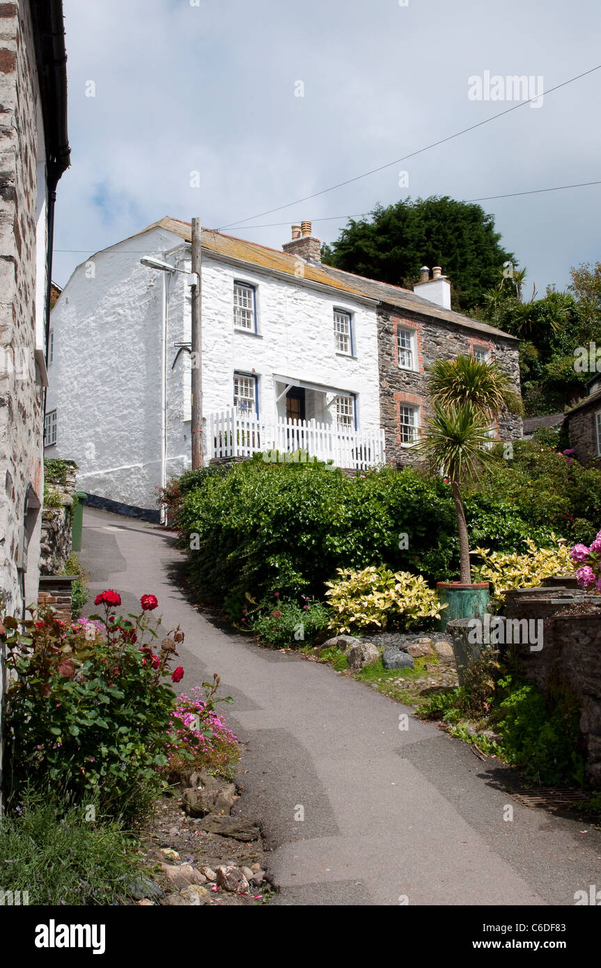 Beautiful traditional cottages in the fishing village of Padstow, Cornwall, England Stock Photo