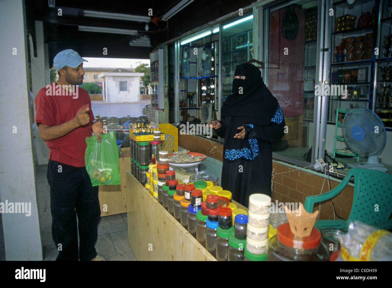 Frankincense souk, incense shop at Salalah, Oman, Sultanate of Oman, Arabia Stock Photo