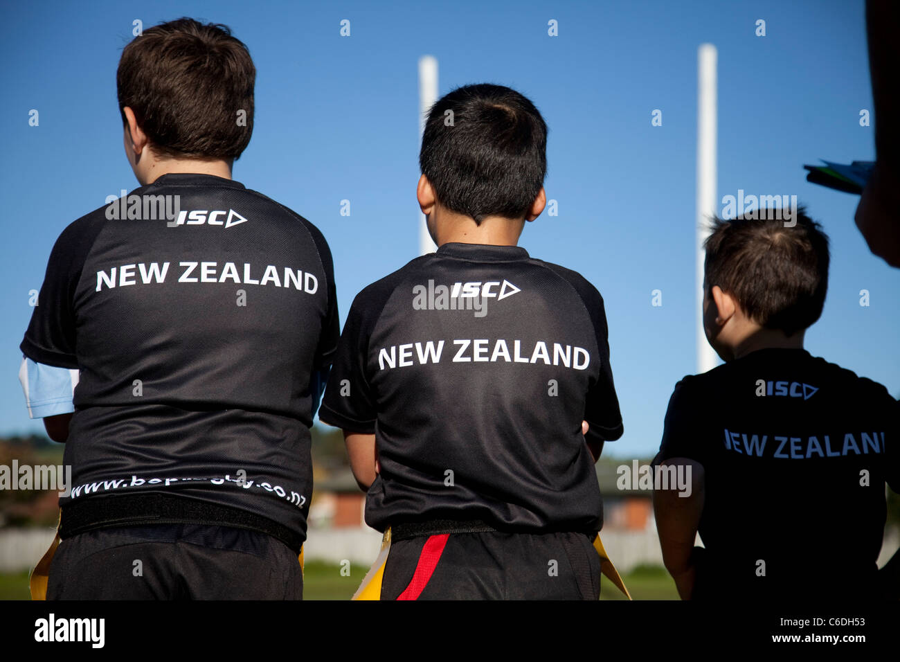 young rugby players looking on Stock Photo