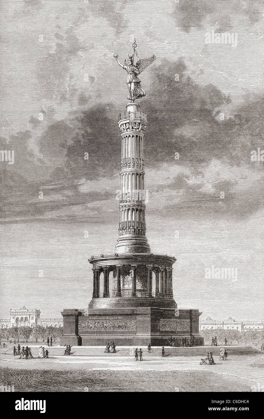 The Victory Column in the Tiergarten, Berlin, Germany in the 19th century. Stock Photo