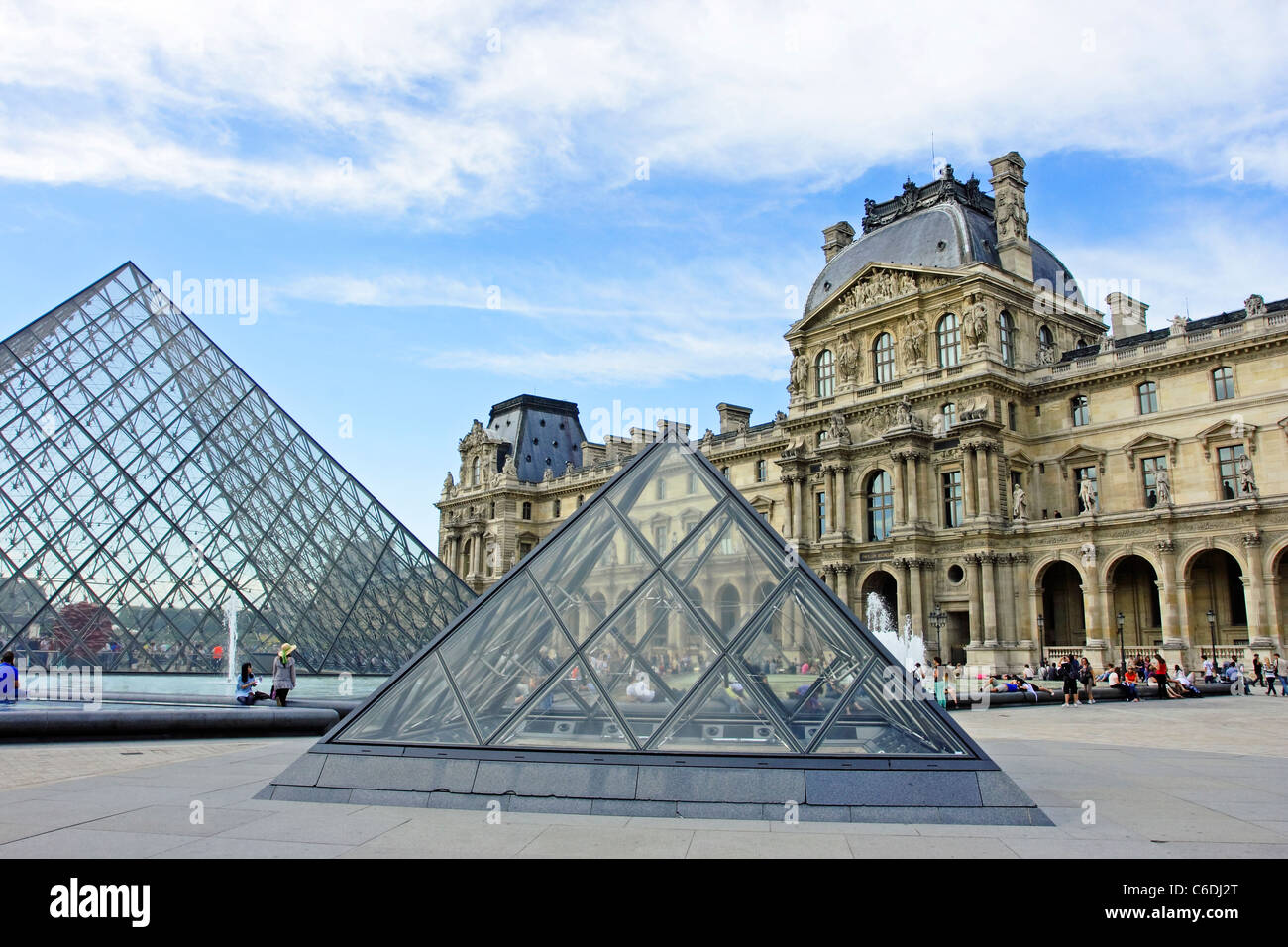 A view of the glass pyramids in the courtyard of the Louvre in Paris, France Stock Photo Alamy