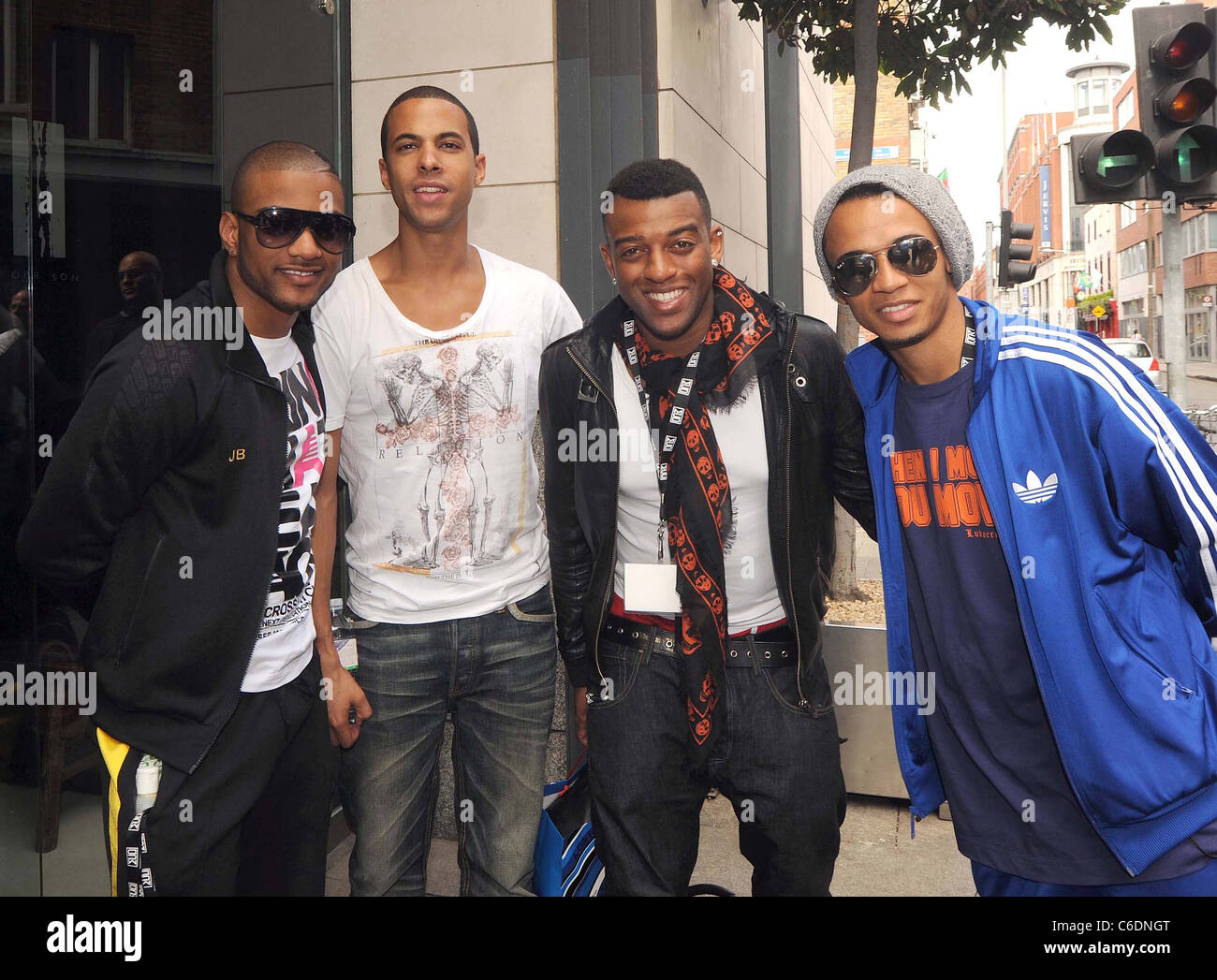 Boy band JLS aka Jack the Lad Swing posing for pictures outside the ...