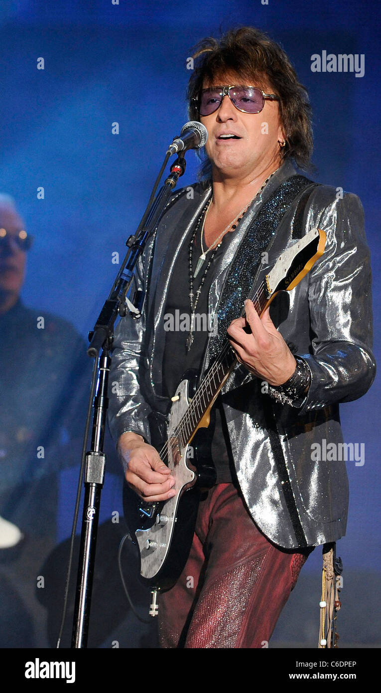 Rock Band Bon Jovi performing on stage at the Rock in Rio Festival ...