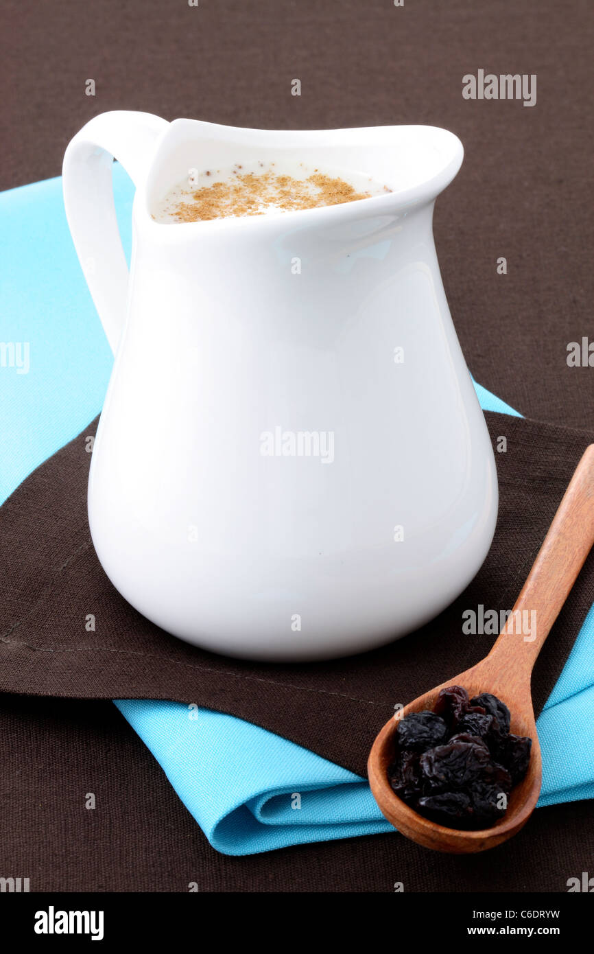 delicious mexican avena or oatmeal drink served hot or cold as desire