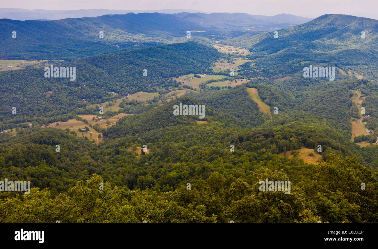 APPALACHIAN TRAIL, VIRGINIA, USA - View from McAfee Knob on Catawba Mountain, near city of Roanoke. Stock Photo