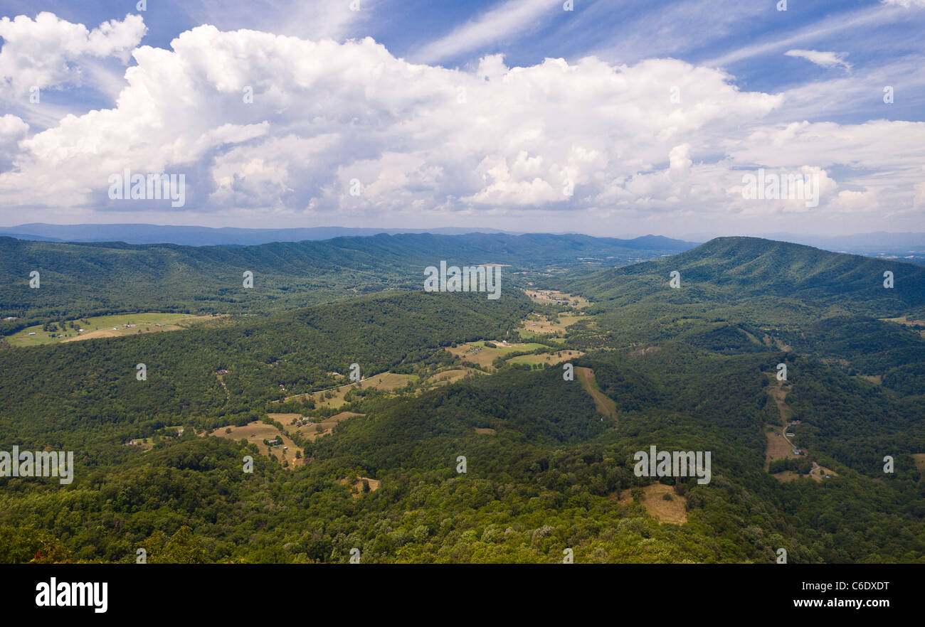 APPALACHIAN TRAIL, VIRGINIA, USA - View from McAfee Knob on Catawba Mountain, near city of Roanoke. Stock Photo