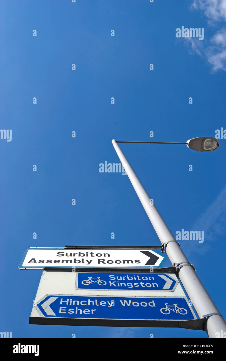 sign for surbiton assembly rooms and local cycle routes in surbiton, surrey, england Stock Photo