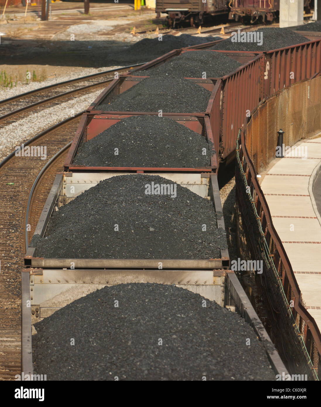 ROANOKE, VIRGINIA, USA - Coal cars on railroad. Stock Photo