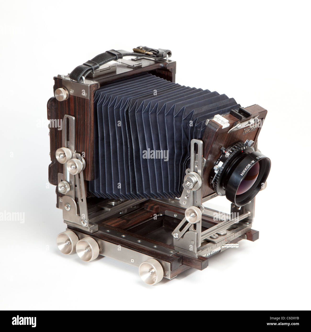 view camera, large format camera, field camera, lf camera, 4x5 camera with movements on white