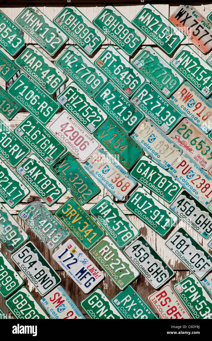 Collection of Colorado license plates Stock Photo Alamy