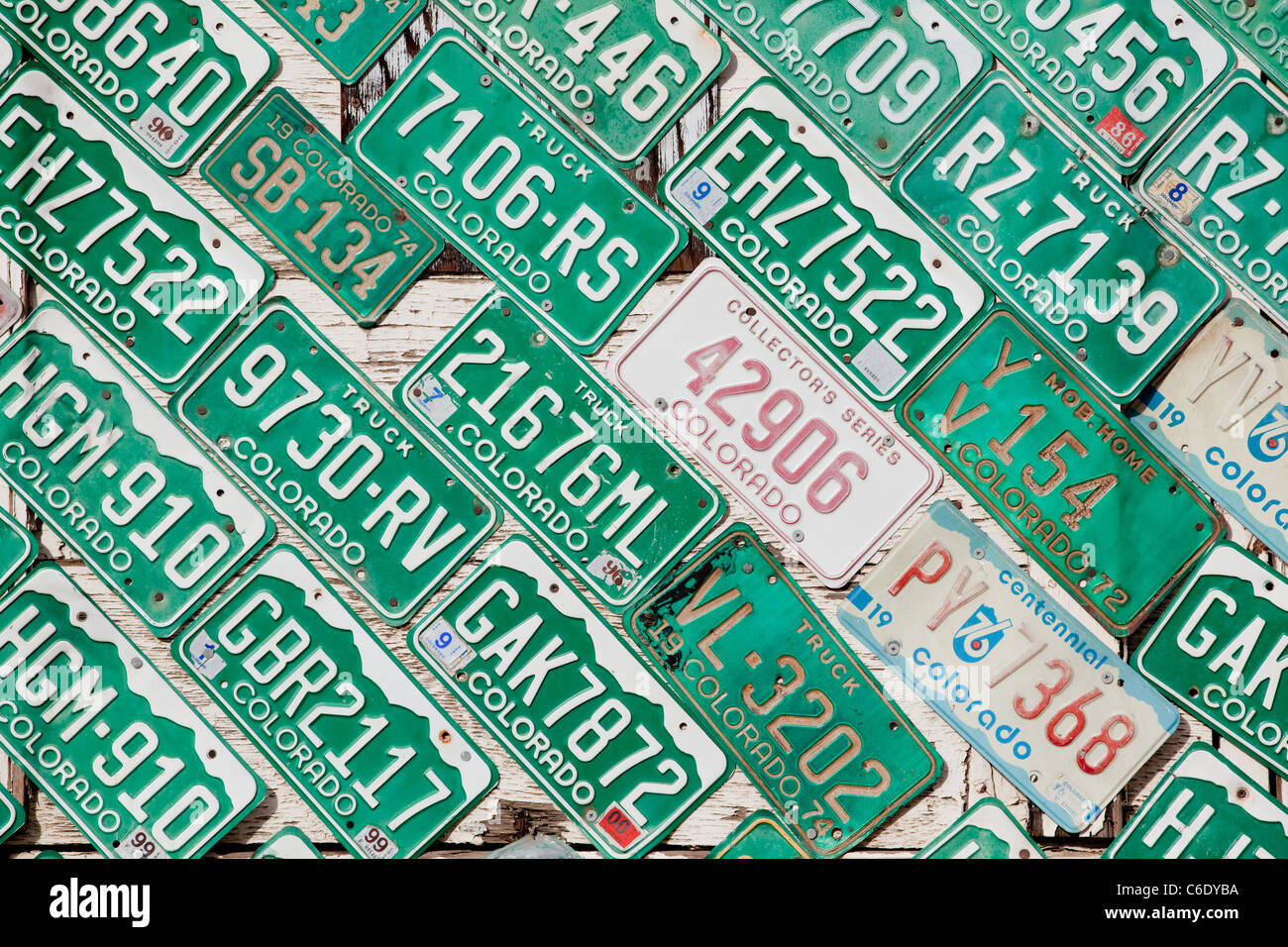 Collection of Colorado license plates Stock Photo Alamy