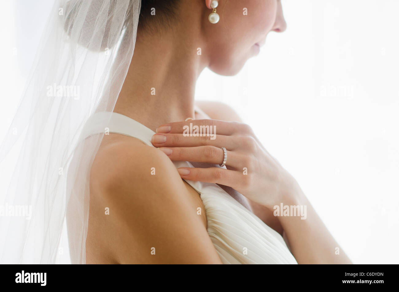 Bride wearing veil Stock Photo - Alamy