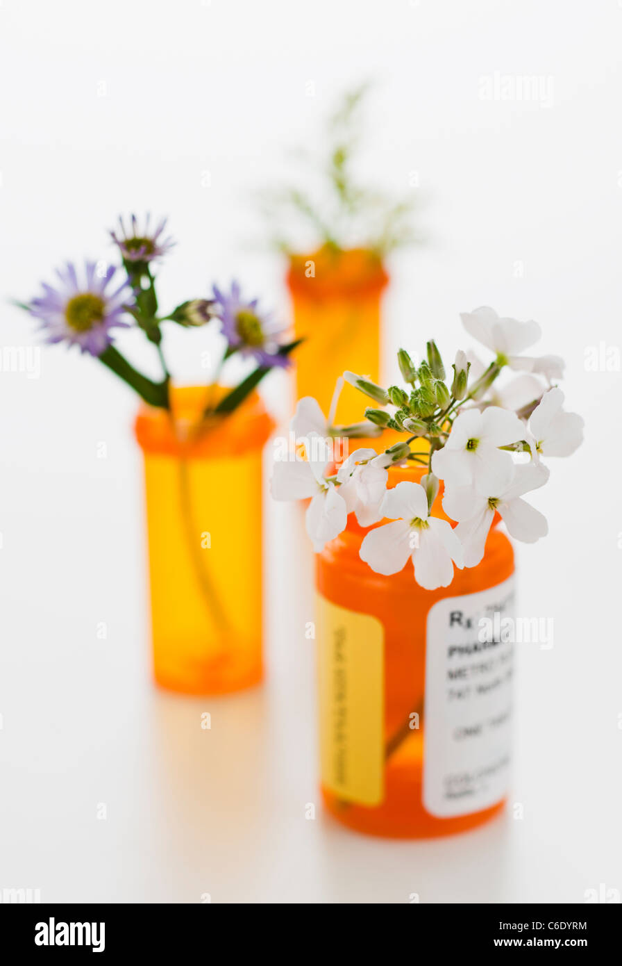 Herbal medicine bottles Stock Photo