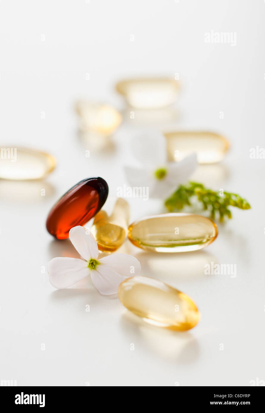 Herbal medicine pills Stock Photo
