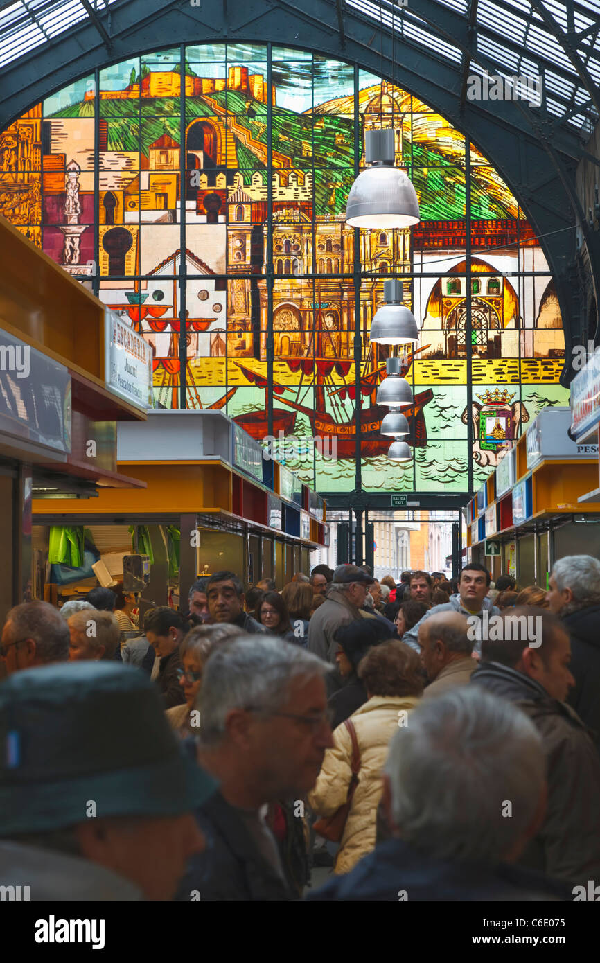 Malaga, Malaga Province, Spain. The central food market. Mercado de Atarazanas. Stock Photo