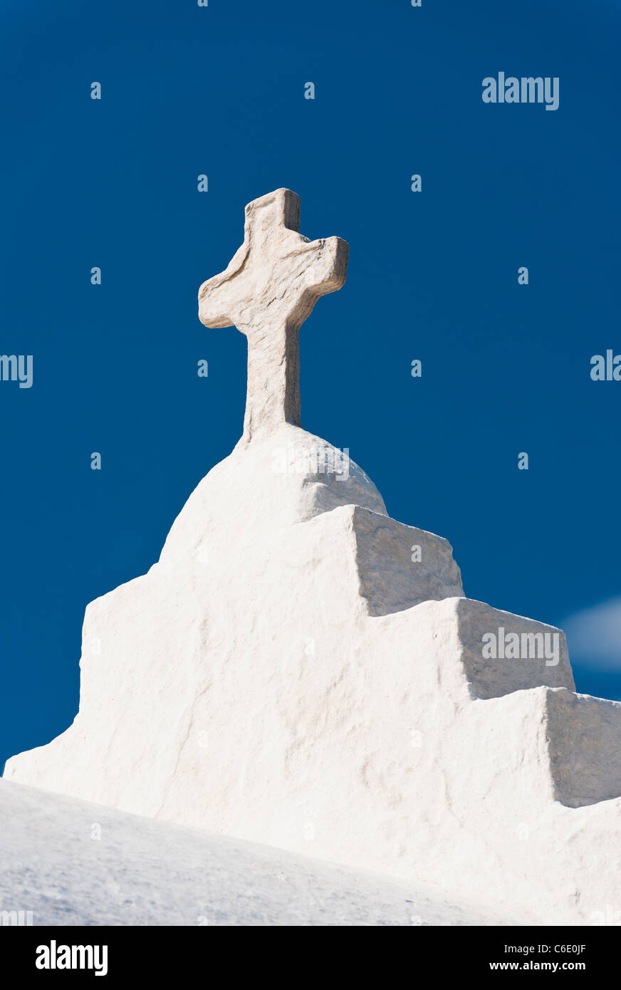 Greece, Cyclades Islands, Mykonos, Cross on church roof Stock Photo