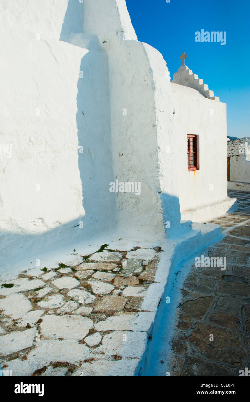 Greece, Cyclades Islands, Mykonos, Church walls Stock Photo