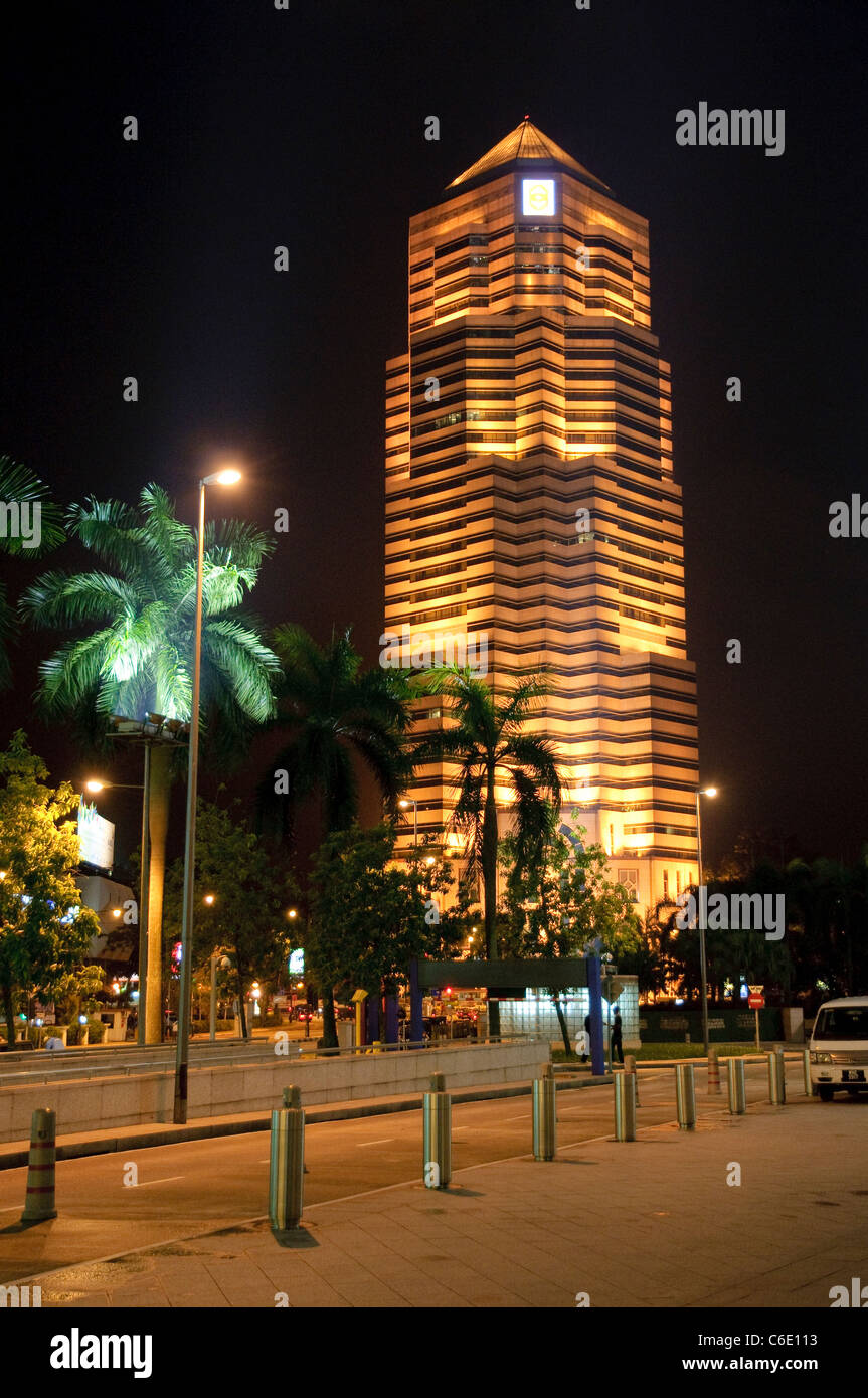 Office building illuminated at night, Kuala Lumpur, Malaysia, Southeast Asia, Asia Stock Photo