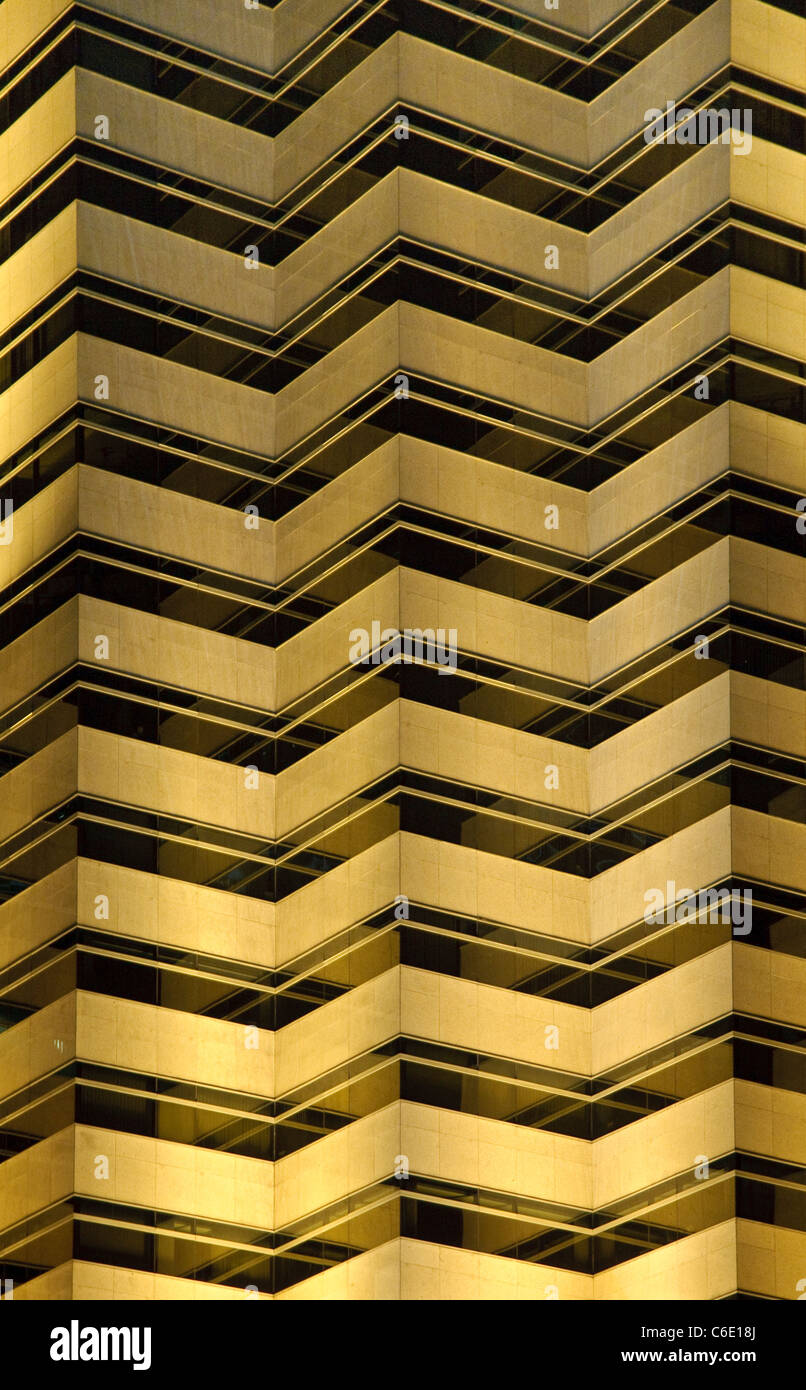 Detail of an illuminated office block at night, Kuala Lumpur, Malaysia, Southeast Asia, Asia Stock Photo