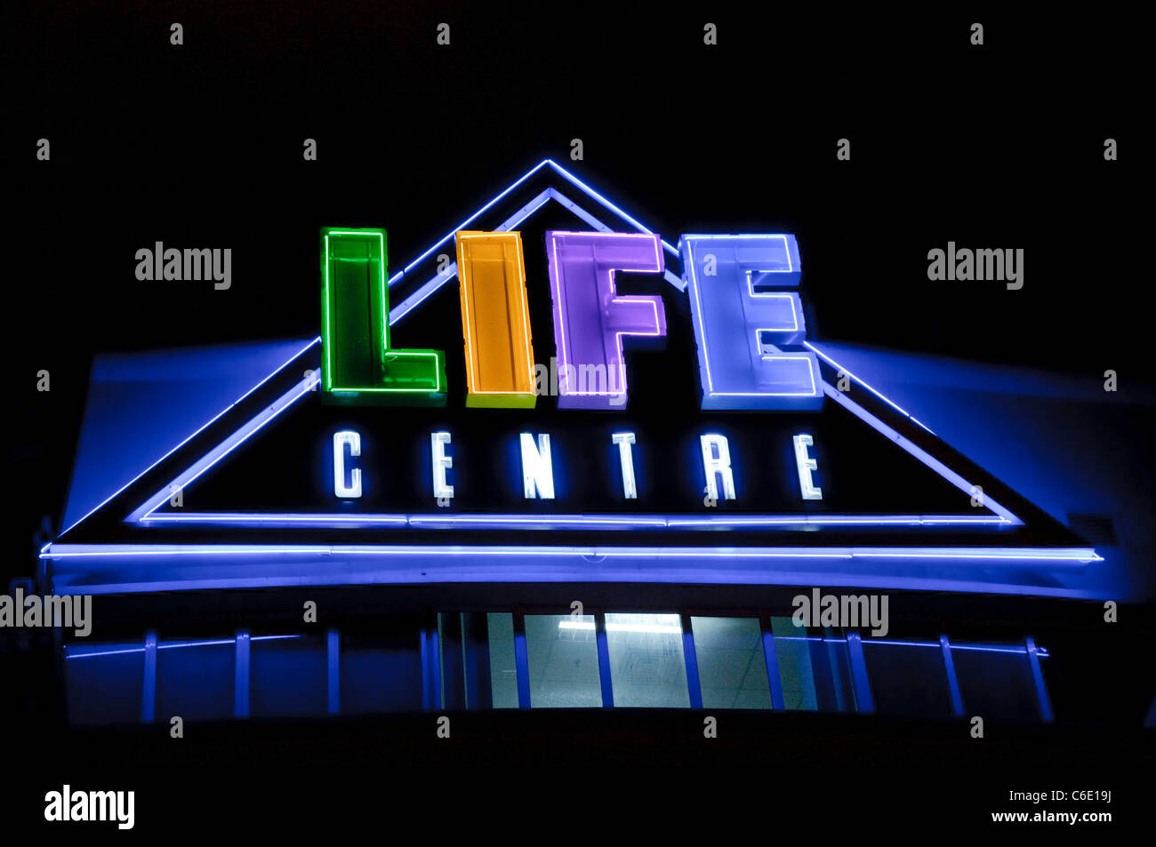 Life Centre, neon sign, Kuala Lumpur, Malaysia, Southeast Asia, Asia Stock Photo