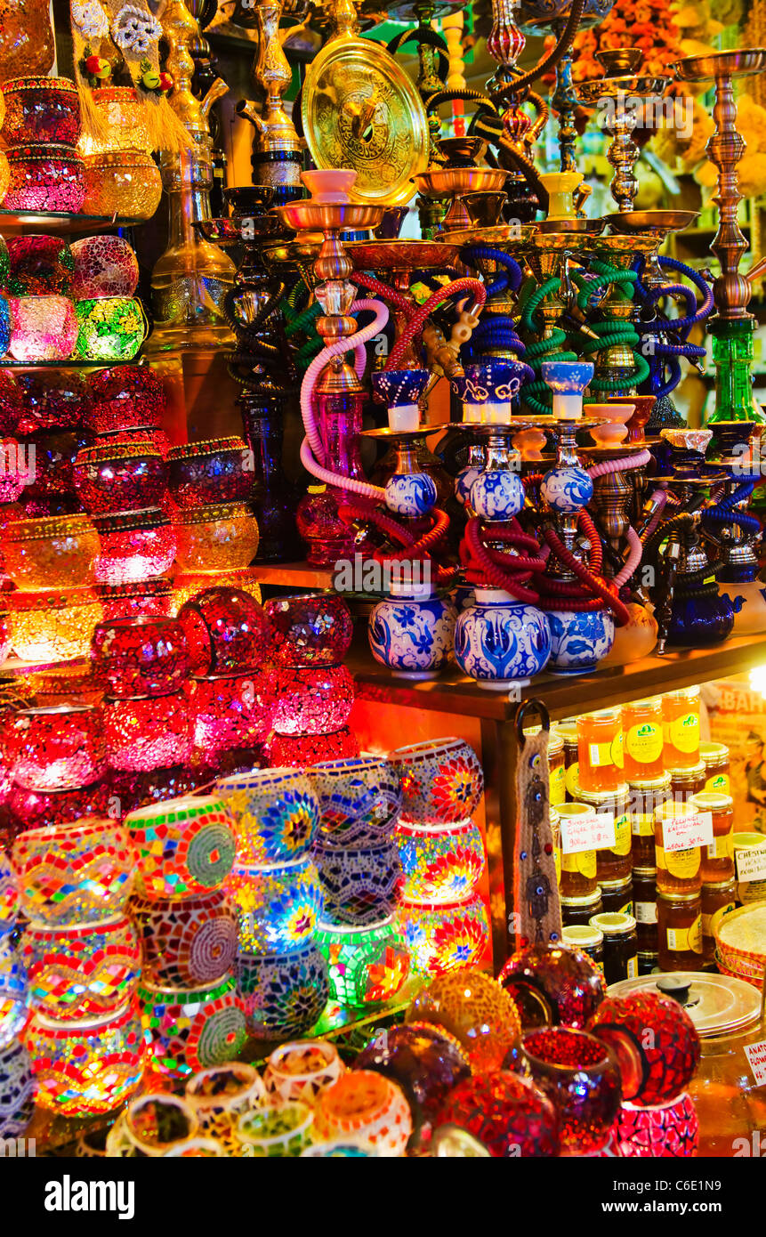 Turkey, Istanbul, Traditional souvenirs on market stall Stock Photo
