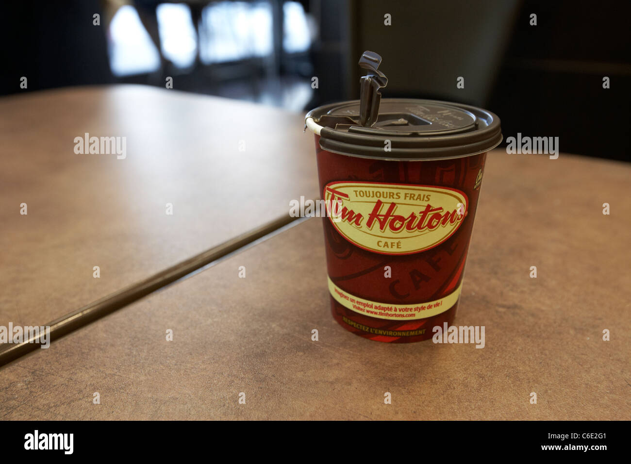 medium coffee in tim hortons coffee shop canada Stock Photo