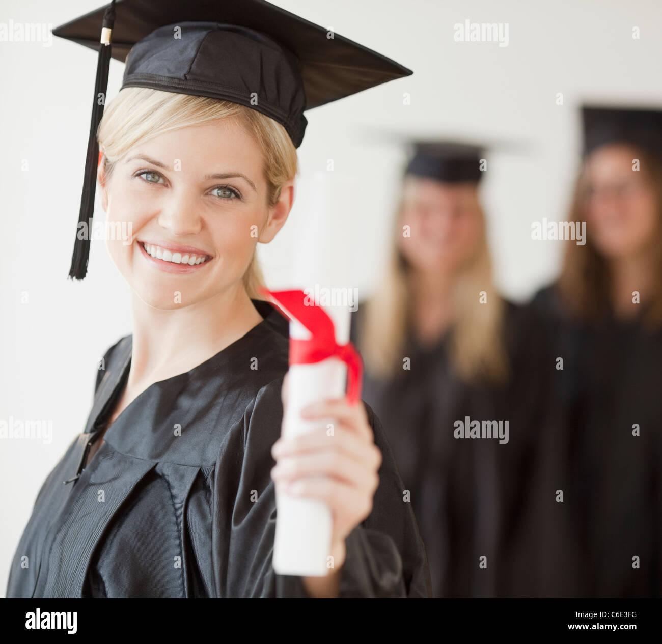 USA, New Jersey, Jersey City, University student wearing graduation