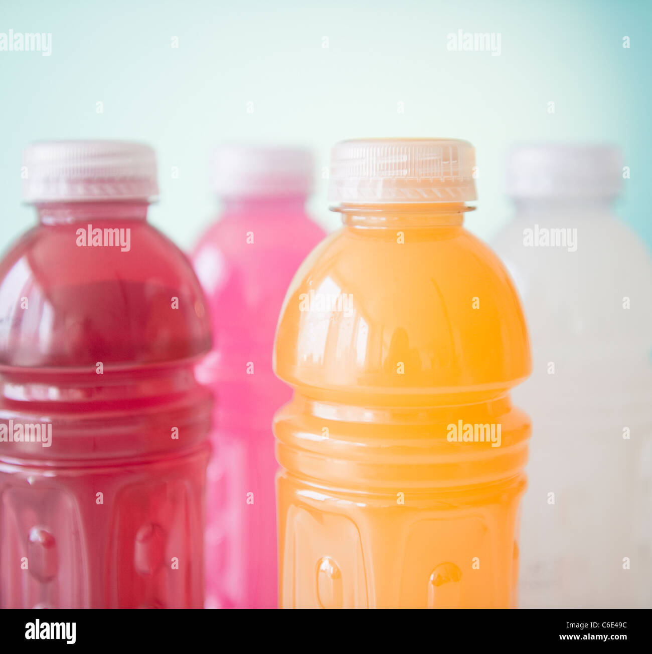 Close up of colorful plastic bottles Stock Photo