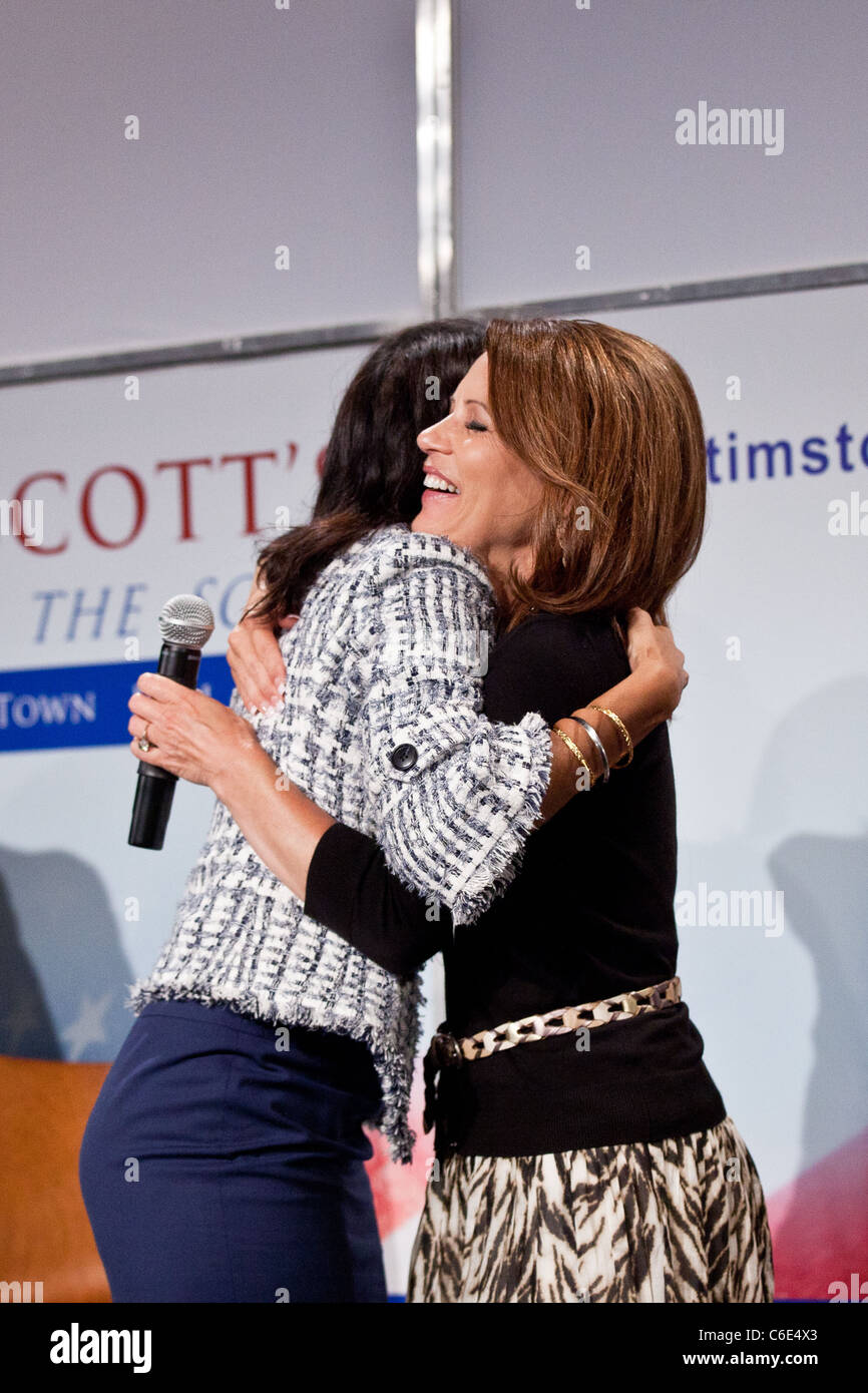 South Carolina Governor Nikki Haley with Republican presidential candidate Rep. Michelle Bachmann during a campaign event Stock Photo