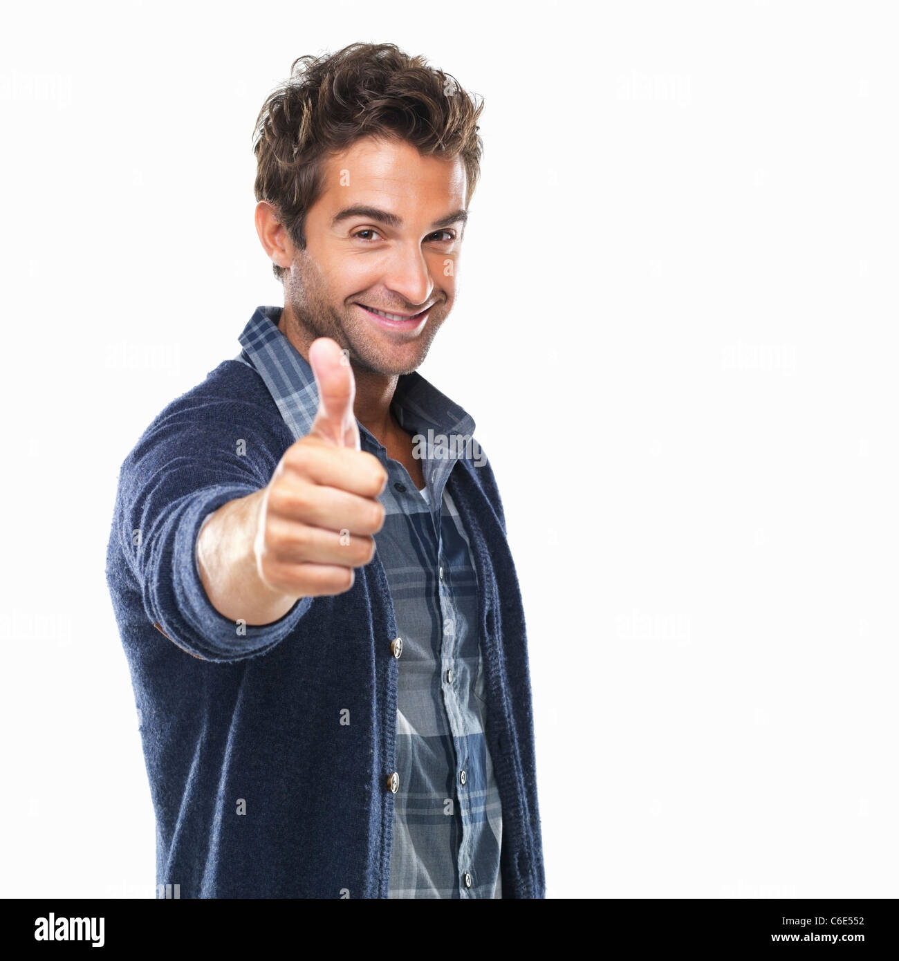 Portrait young satisfied man Cut Out Stock Images & Pictures - Alamy