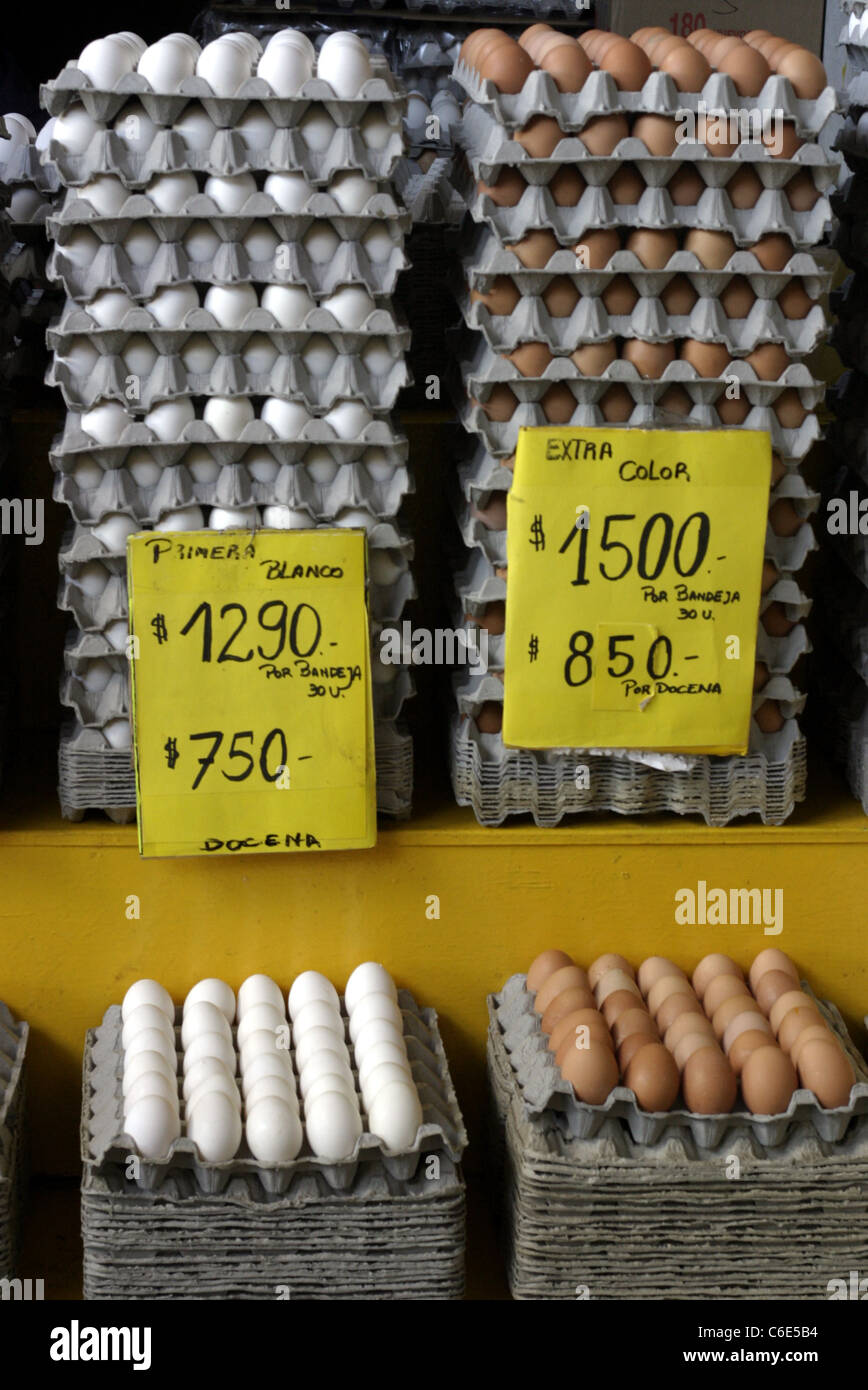Eggs for sale at the huge Vega Central de Santiago. Stock Photo