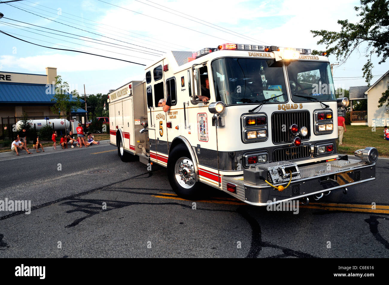 Fire truck  on a emergency call Stock Photo