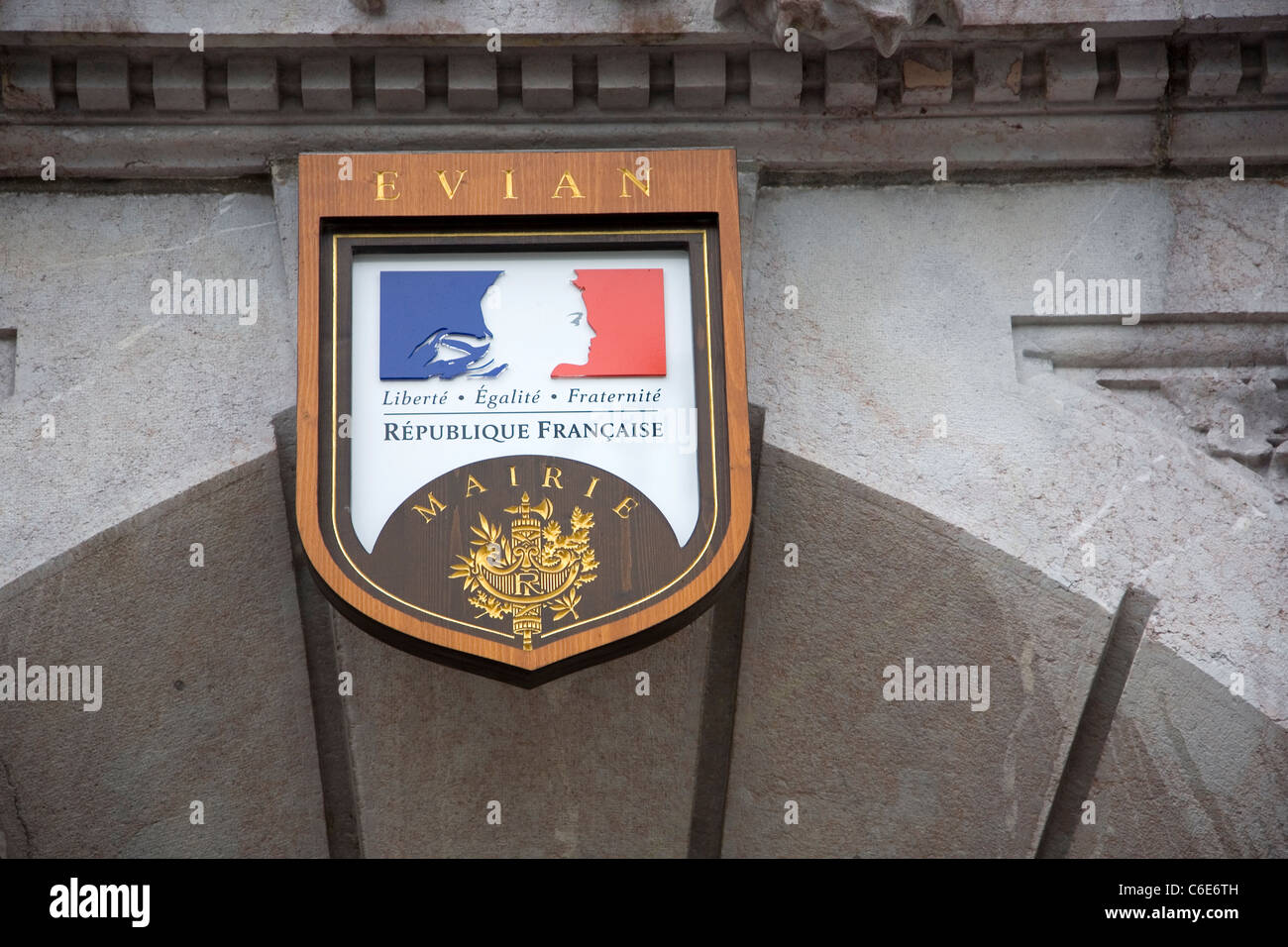 ÉvianlesBains City Hall Emblem Plaque Stock Photo Alamy
