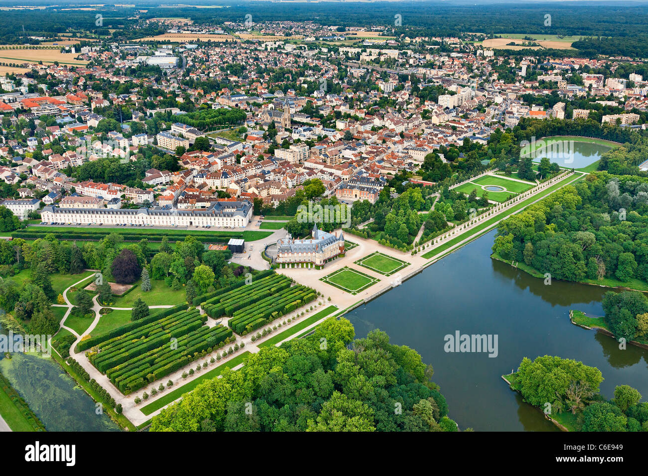 Europe, France, Yvelines, Aerial View of Chateau de Rambouillet Stock