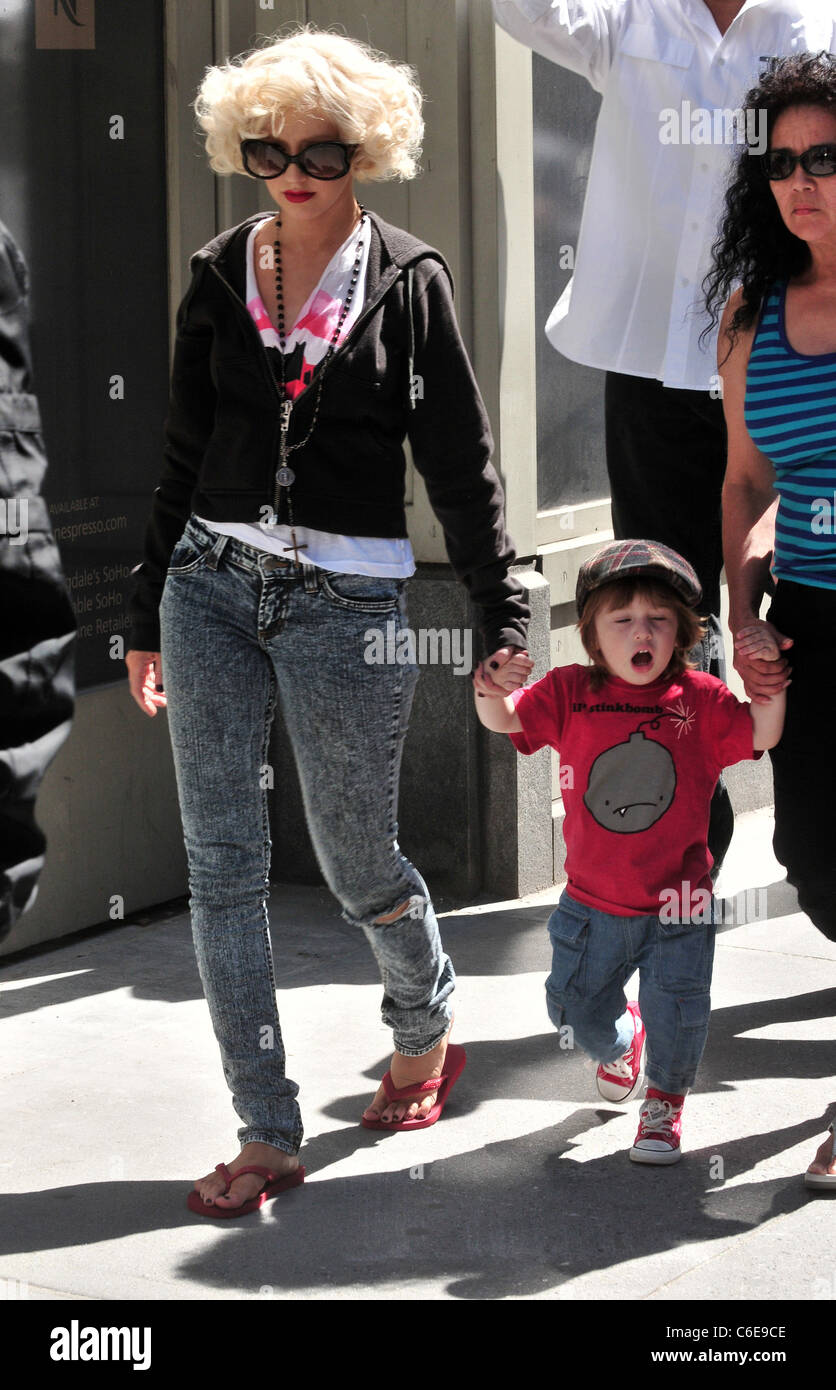 Christina Aguilera, her son Max Bratman and family visit the Scholastic  store in Soho New York City, USA - 07.05.10 Stock Photo - Alamy