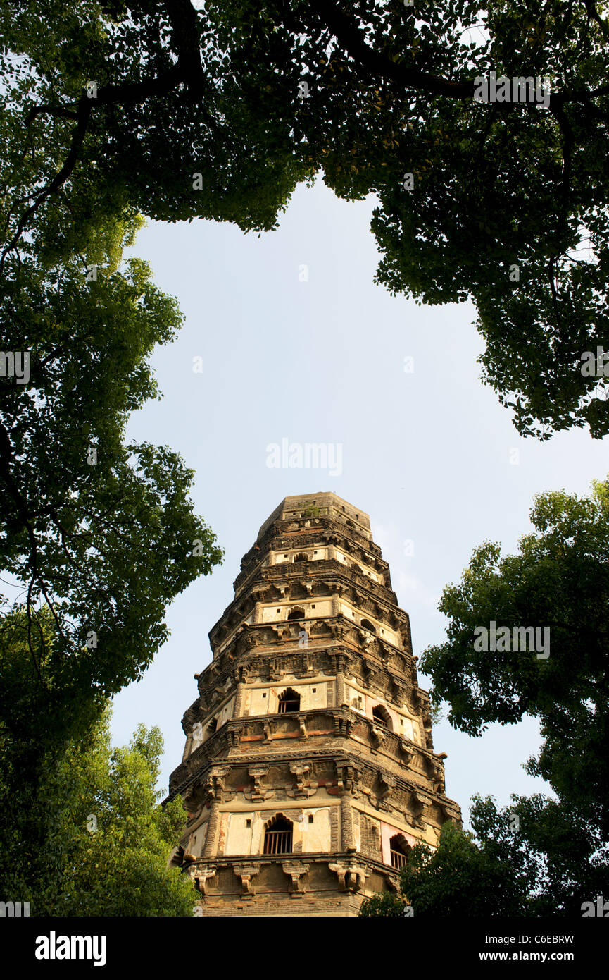 Yunyan Pagoda, Tiger Hill or Huqiu Hill, Suzhou, China.12-Aug-2011 Stock Photo