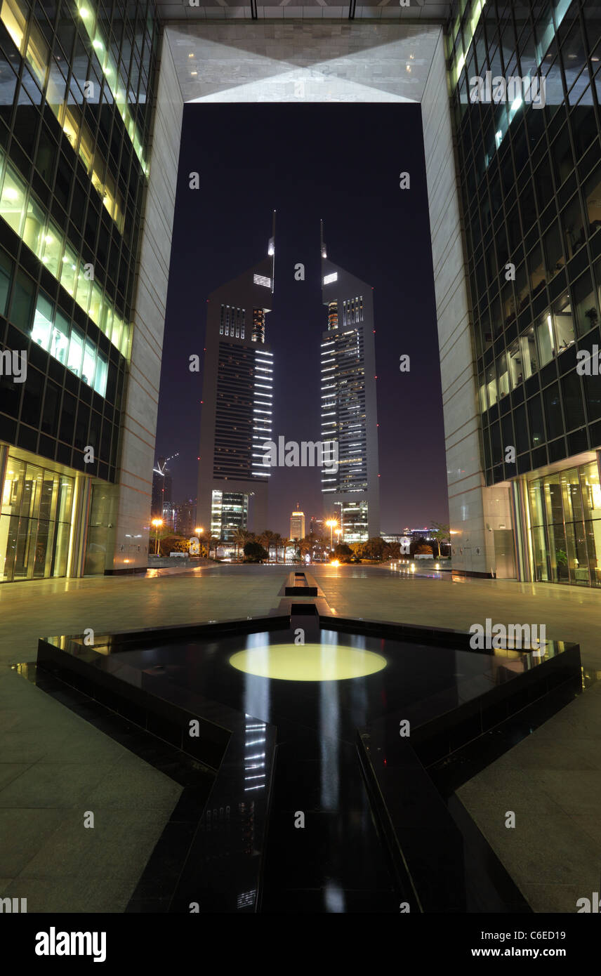 The Emirates Towers view from Dubai International Financial Centre