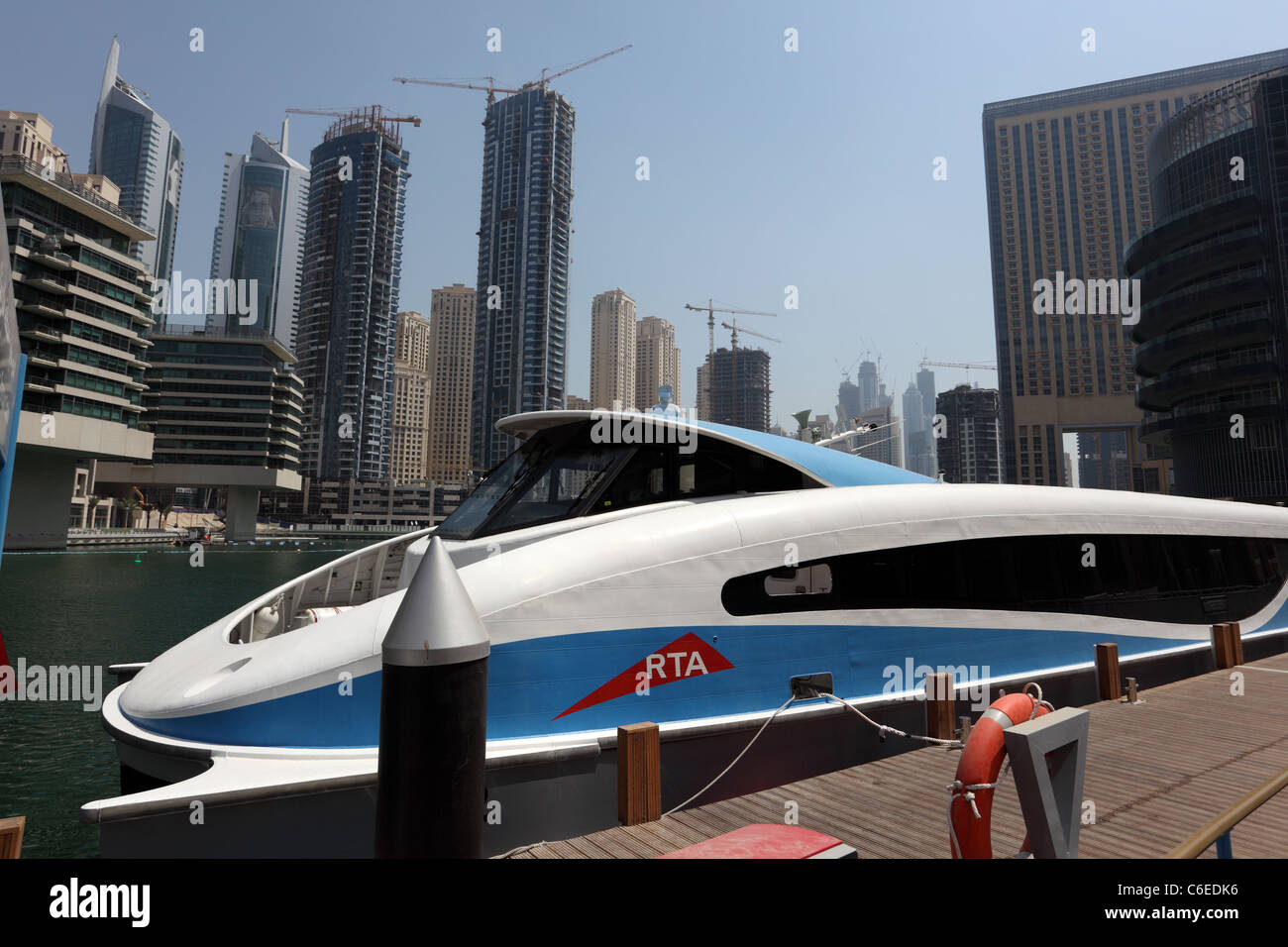 Modern ferry boat in Dubai Marina, United Arab Emirates Stock Photo
