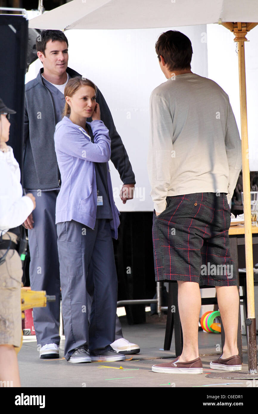Ashton Kutcher and Natalie Portman on the set of an untitled film project by Ivan Reitman at