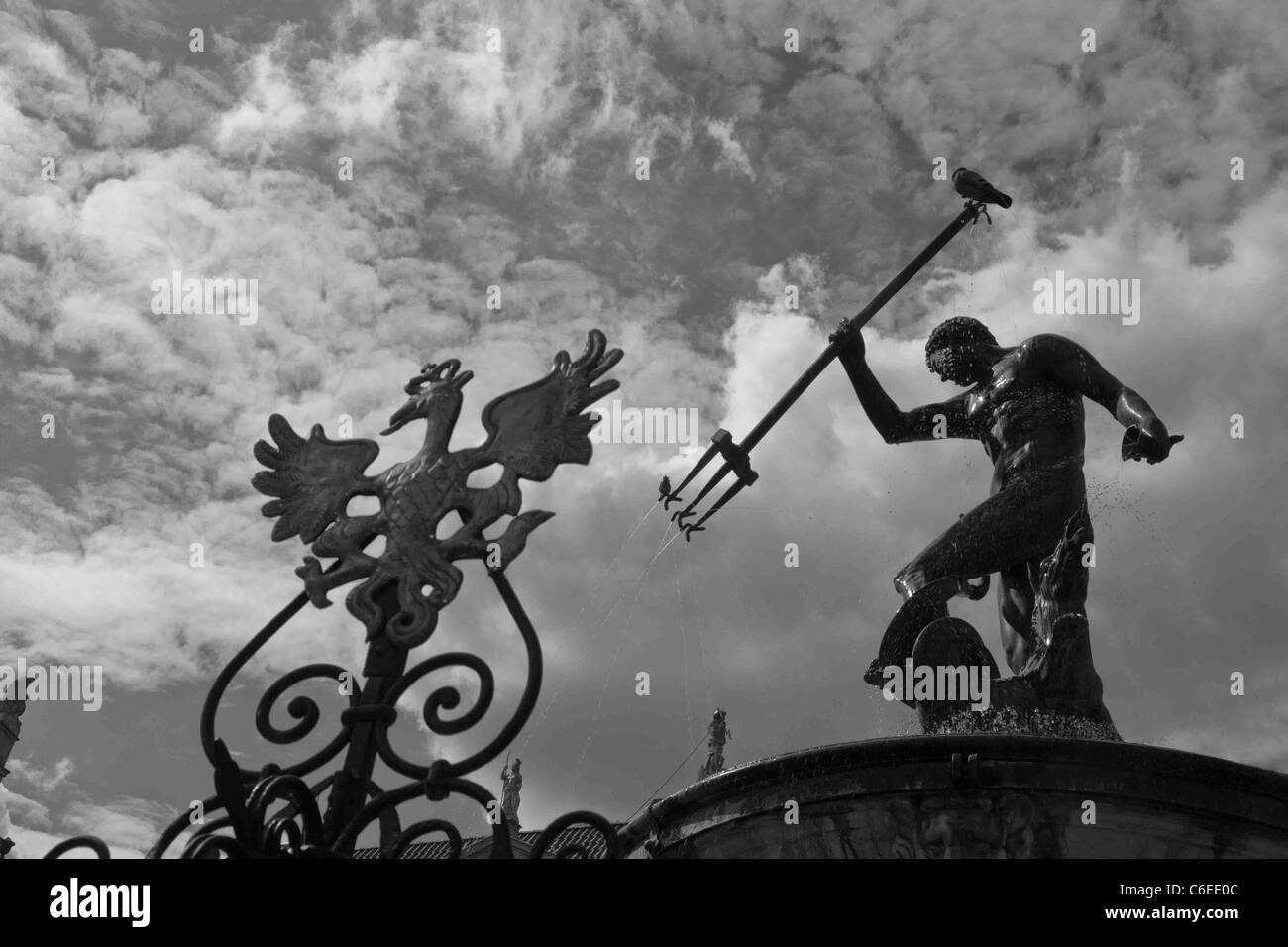 Neptune Fountain, Long Market, Gdansk, Pomerania, Poland Stock Photo