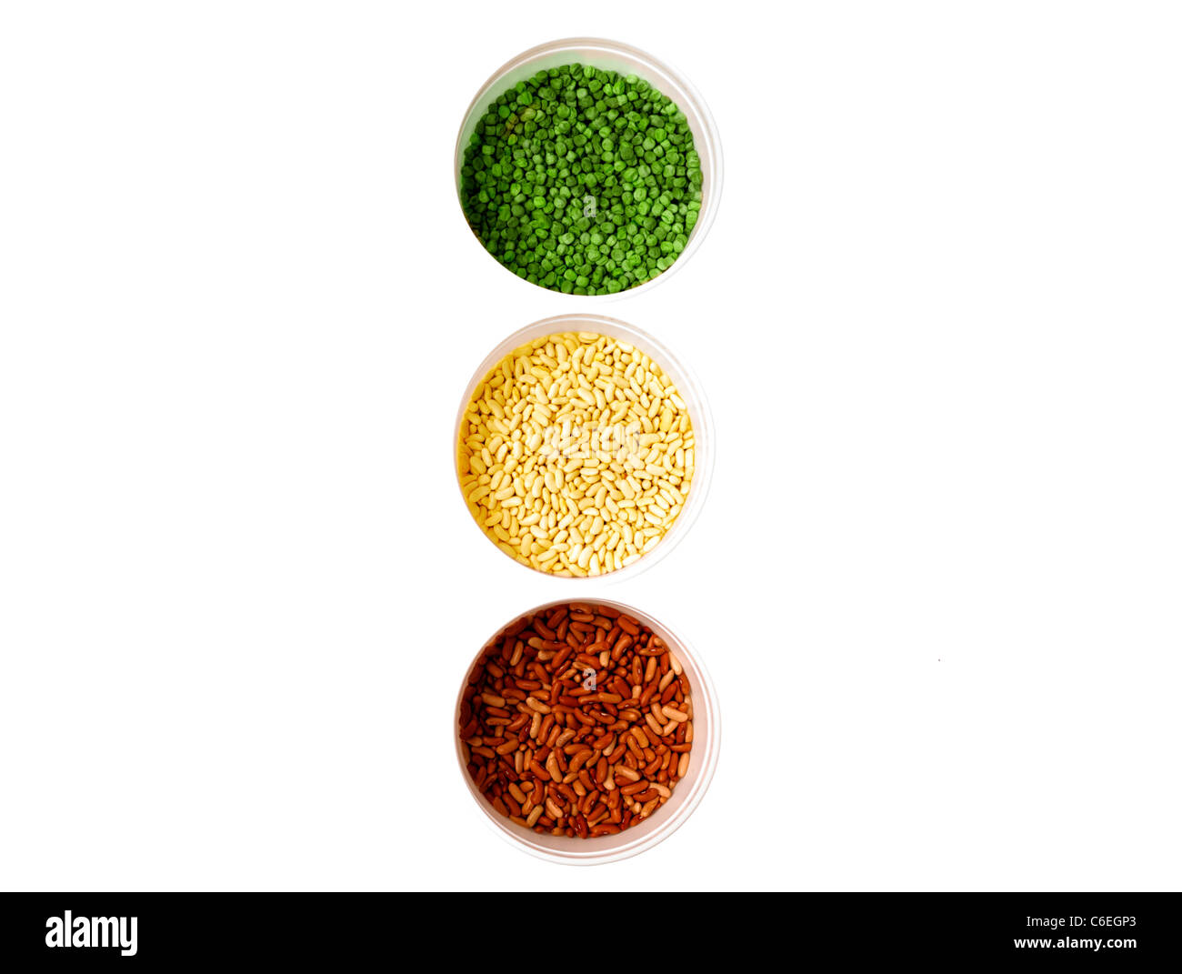 Studio shot of Mixed Seeds making Stop Light sign on white background Stock Photo