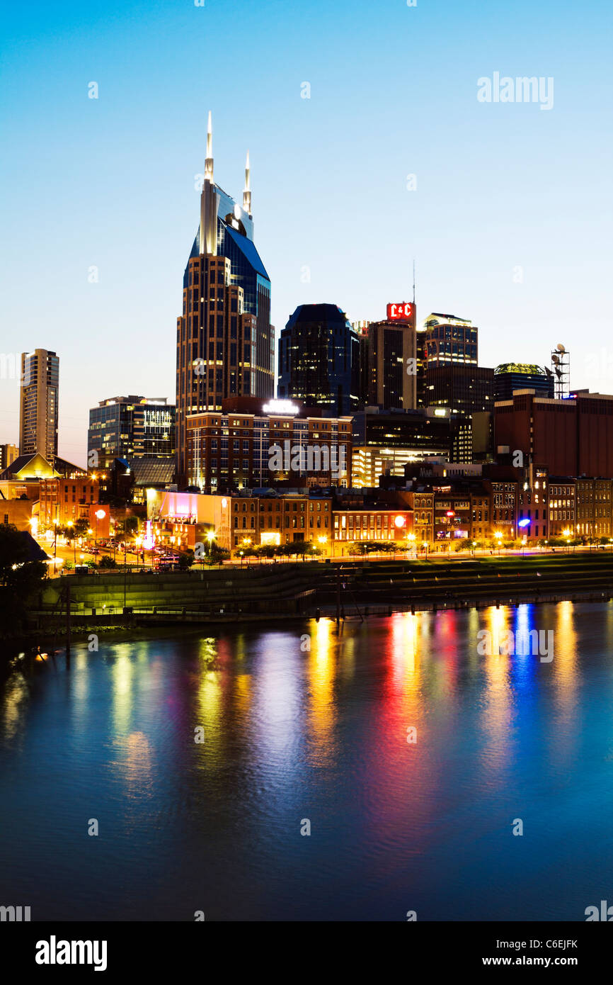 USA, Tennessee, Nashville, Evening skyline Stock Photo