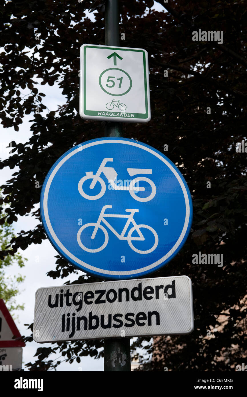 Cycle Route Sign Delft Holland Netherlands Europe Stock Photo