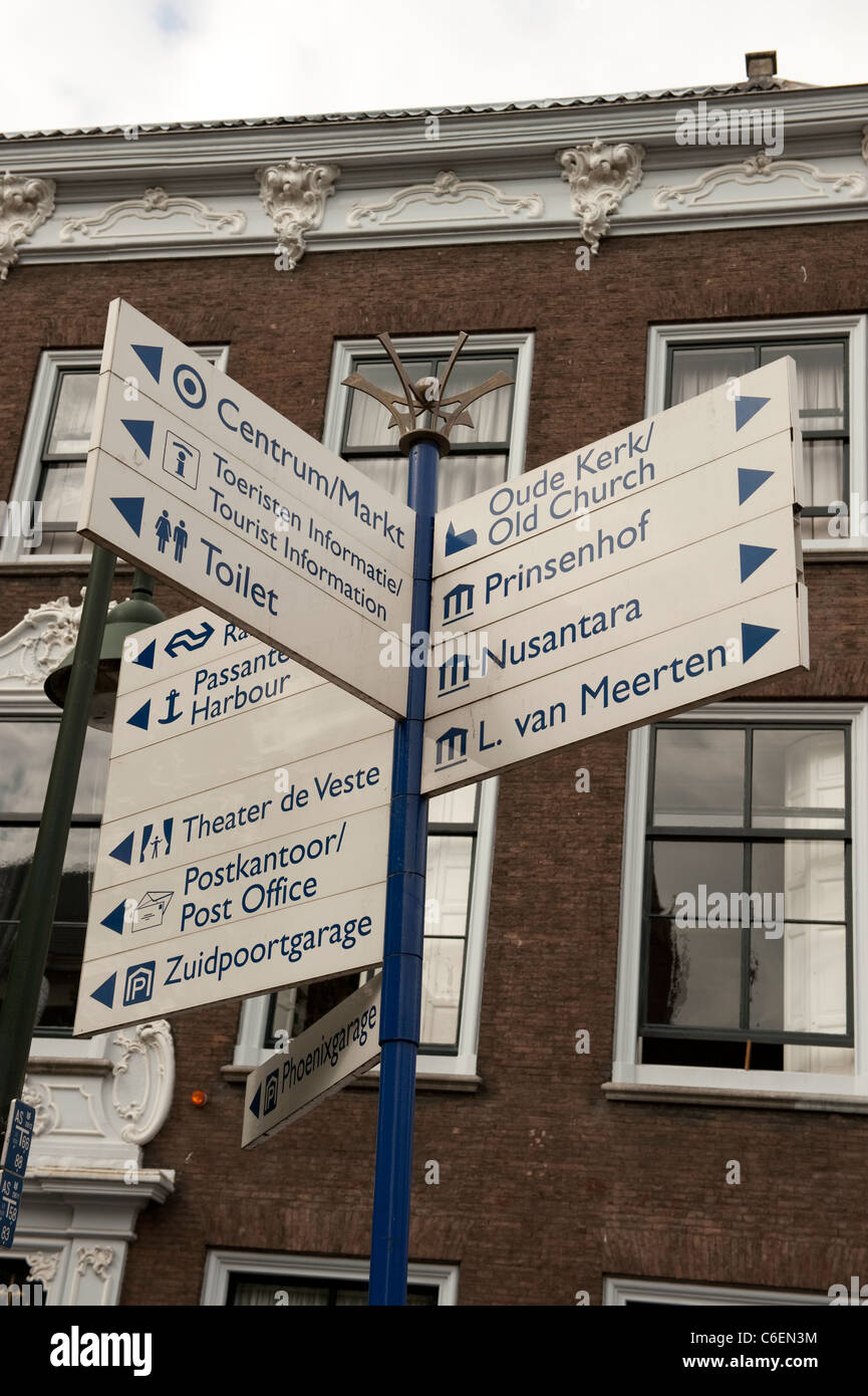 Direction Signs Delft Holland Netherlands Europe Stock Photo