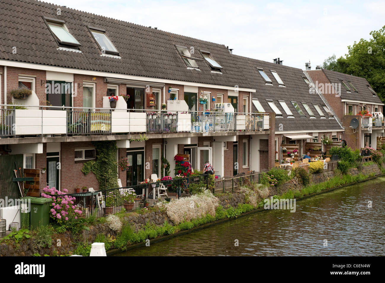Canalside houses Delft Holland Netherlands Europe Stock Photo Alamy